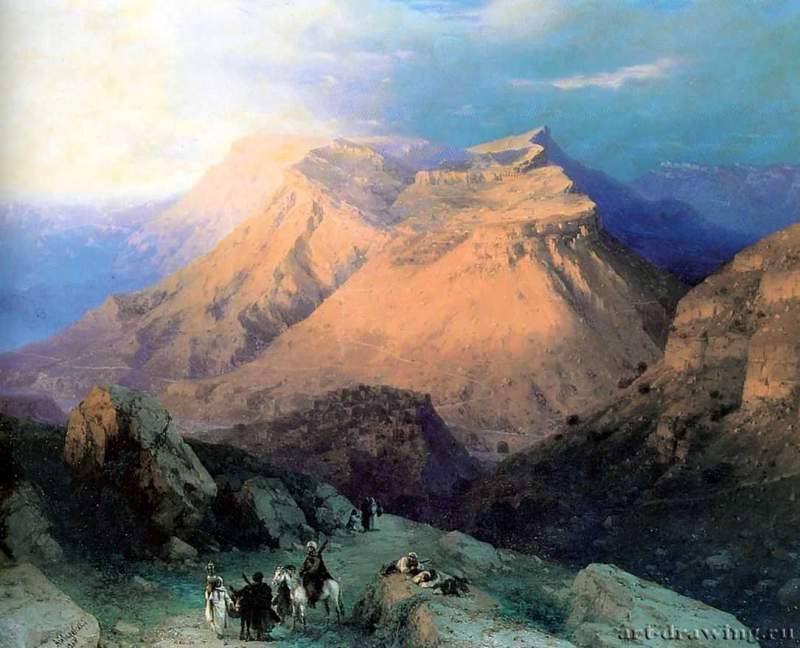Аул Гуниб в Дагестане. 1869 - 102 х 132 см. Холст, масло. Романтизм, реализм. Россия. Санкт-Петербург. Государственный Русский музей.
